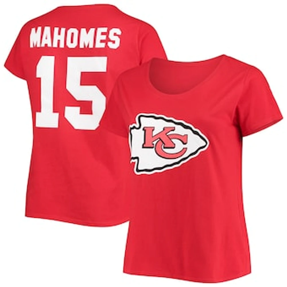 Women's Patrick Mahomes Red Kansas City Chiefs Plus Fair Catch Name & Number V-Neck T-Shirt