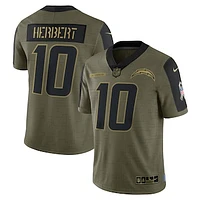 Men's Nike Justin Herbert Olive Los Angeles Chargers 2021 Salute To Service - Limited Player Jersey