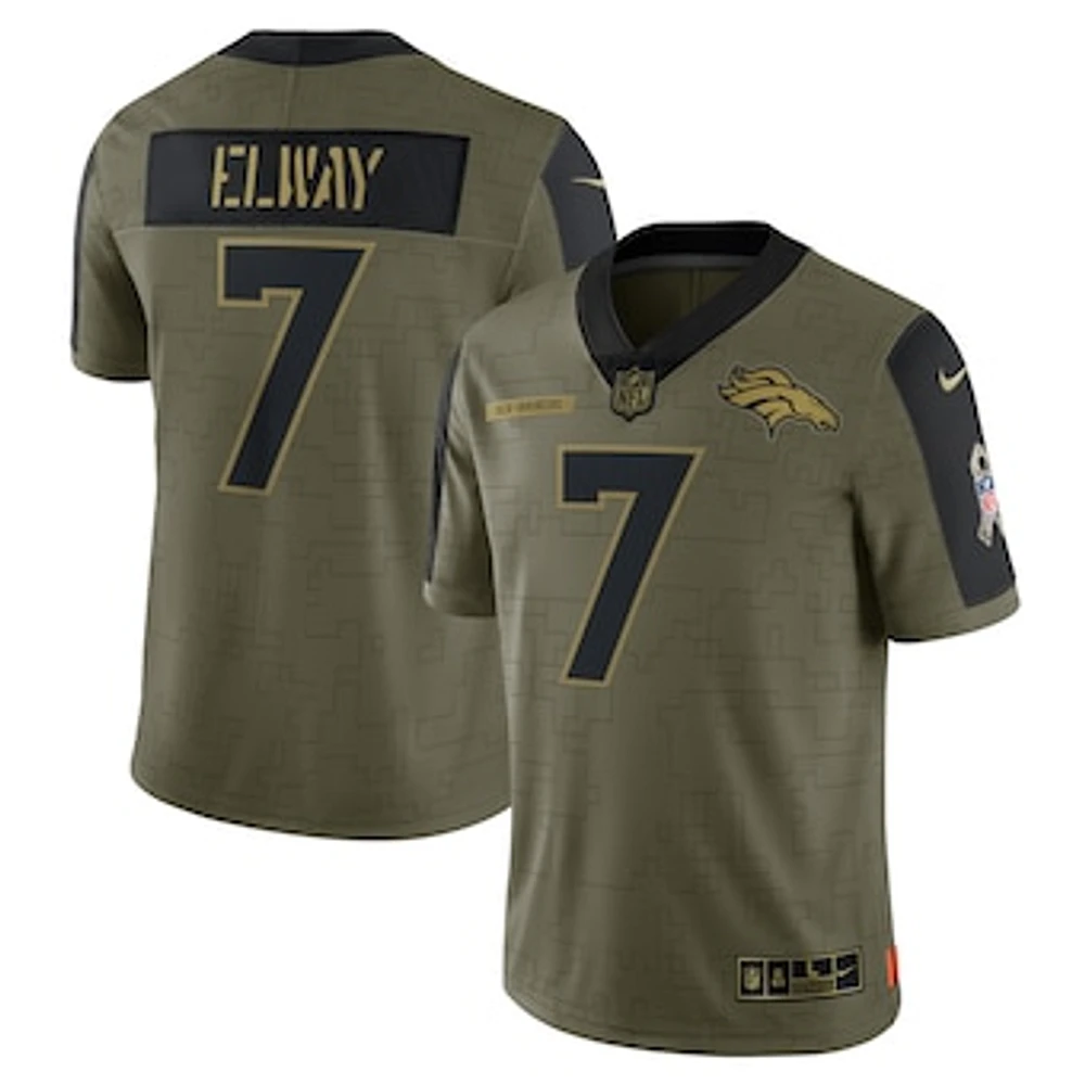 Men's Nike John Elway Olive Denver Broncos 2021 Salute To Service - Limited Player Jersey