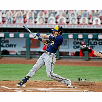 Christian Yelich Milwaukee Brewers Unsigned Hitting Triple Photograph