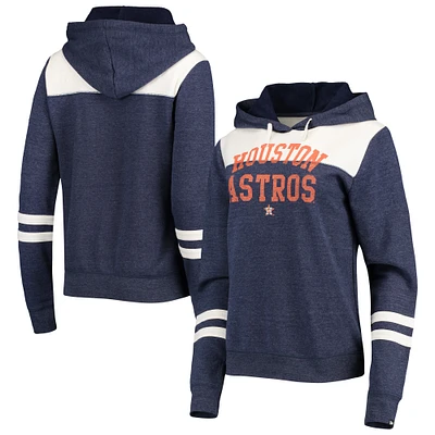 Women's New Era Heathered Navy/White Houston Astros Colorblock Tri-Blend Pullover Hoodie