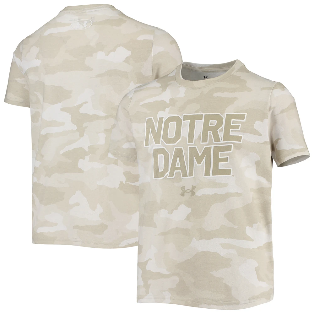 Youth Under Armour Tan Notre Dame Fighting Irish Camo Logo T-Shirt