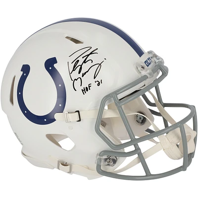 Peyton Manning Indianapolis Colts Autographed Riddell Speed Authentic Helmet with "HOF 21" Inscription