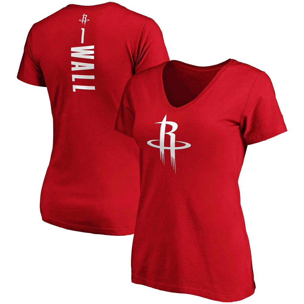 Women's Fanatics John Wall Red Houston Rockets Playmaker Name & Number V-Neck T-Shirt