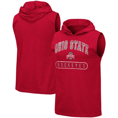 Men's Colosseum Heathered Scarlet Ohio State Buckeyes Varsity Hoodie Tank Top