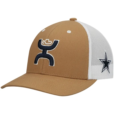 Men's HOOey Tan/White Dallas Cowboys Logo Trucker Snapback Hat