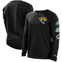 Men's New Era Black Jacksonville Jaguars Hype 2-Hit Long Sleeve T-Shirt