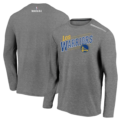Men's Fanatics Heather Charcoal Golden State Warriors 2021 Noches Éne-Bé-A Authentic Shooting Long Sleeve T-Shirt