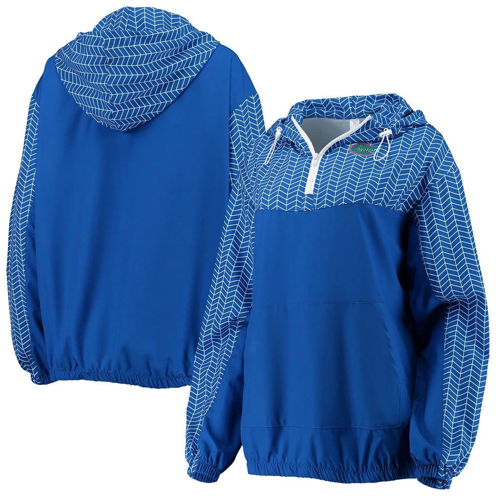 Women's ZooZatz Royal Florida Gators Chevron Swishy Quarter-Zip Hoodie Jacket