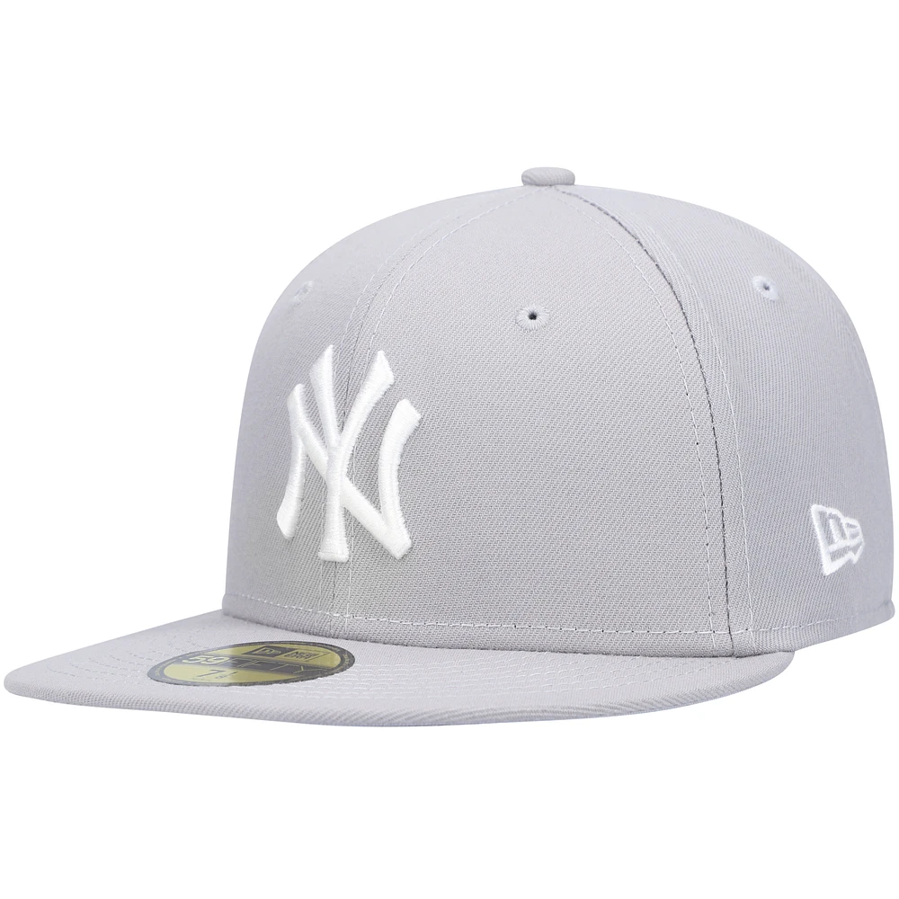 Men's New Era Gray York Yankees White Logo 59FIFTY Fitted Hat