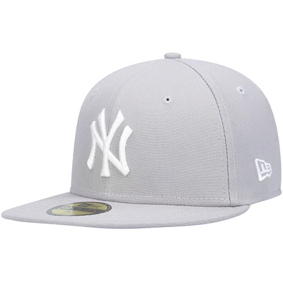 Men's New Era Gray York Yankees White Logo 59FIFTY Fitted Hat