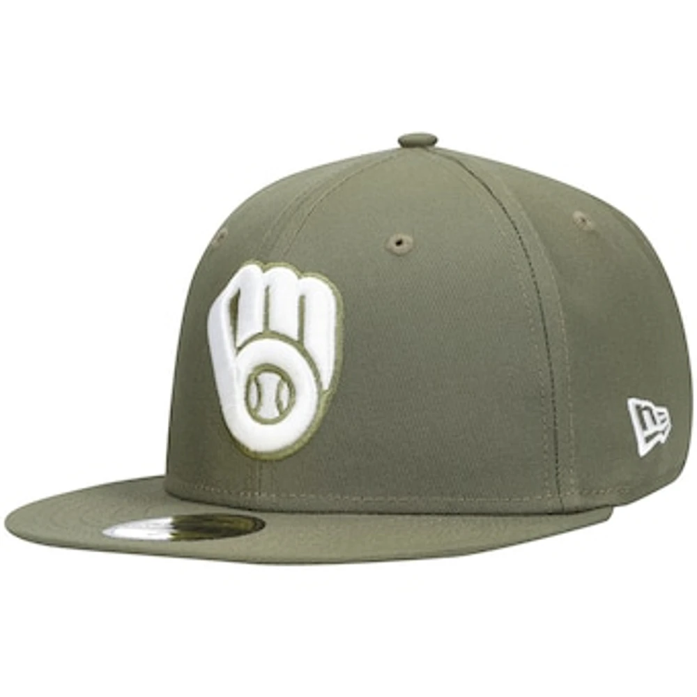 Men's New Era Olive Milwaukee Brewers White Logo 59FIFTY Fitted Hat