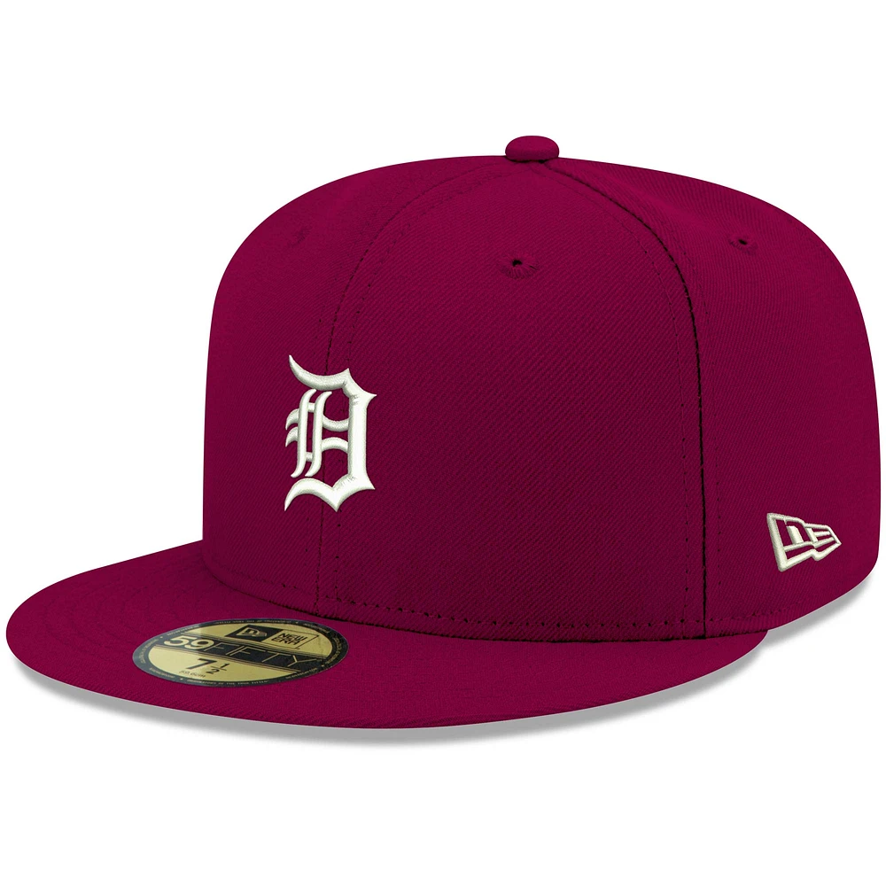 Men's New Era Cardinal Detroit Tigers White Logo 59FIFTY Fitted Hat