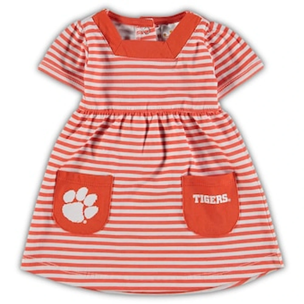 Girl's Toddler Orange Clemson Tigers Striped Dress with Pockets