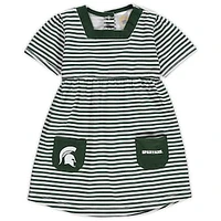 Girls Toddler Green Michigan State Spartans Striped Dress with Pockets