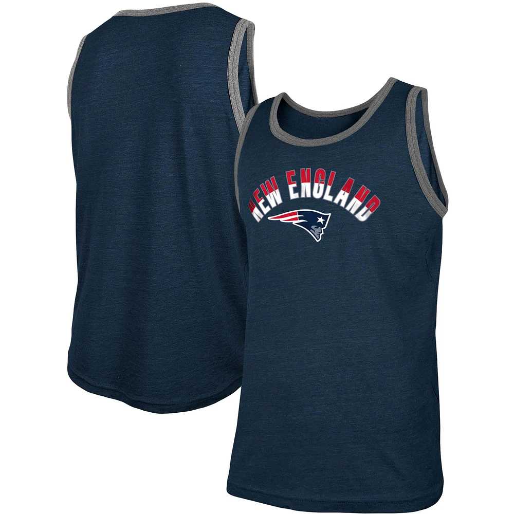 Men's New Era Heathered Navy New England Patriots Ringer Tri-Blend Tank Top