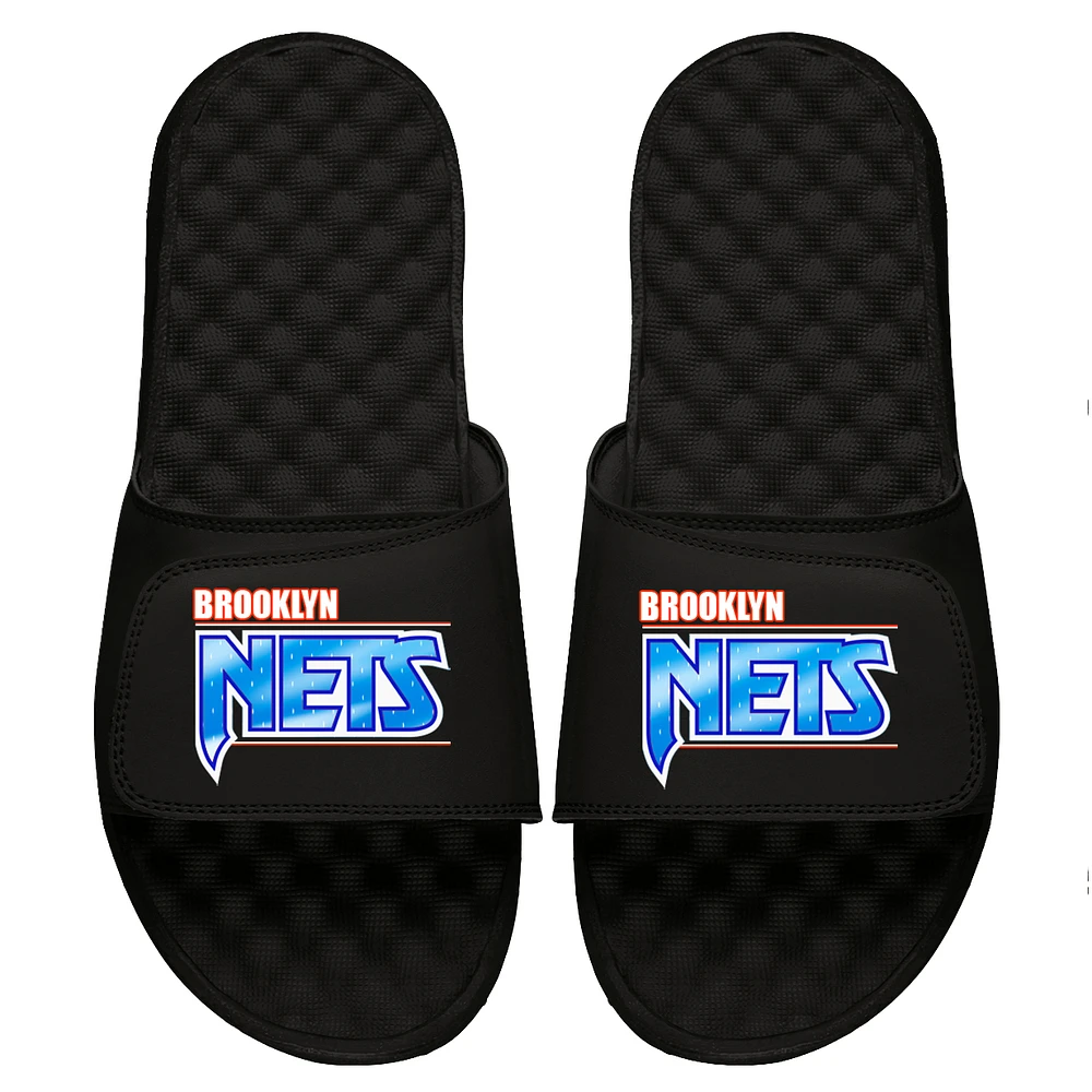 Men's ISlide Black Brooklyn Nets Classic Logo Slide Sandals
