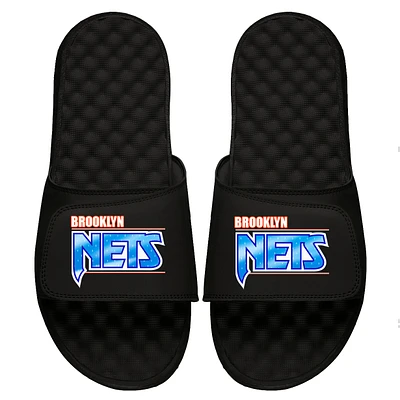 Men's ISlide Black Brooklyn Nets Classic Logo Slide Sandals