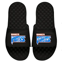 Men's ISlide Black Brooklyn Nets Classic Logo Slide Sandals