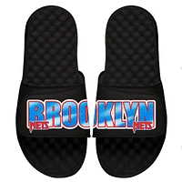 Men's ISlide Black Brooklyn Nets Classic Wordmark Split Slide Sandals