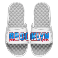 Men's ISlide White Brooklyn Nets Classic Wordmark Split Slide Sandals