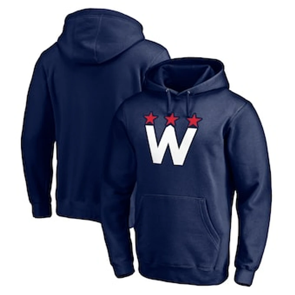 Men's Fanatics Navy Washington Capitals Alternate Team Logo Fitted Pullover Hoodie