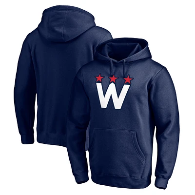 Men's Fanatics Navy Washington Capitals Alternate Team Logo Fitted Pullover Hoodie