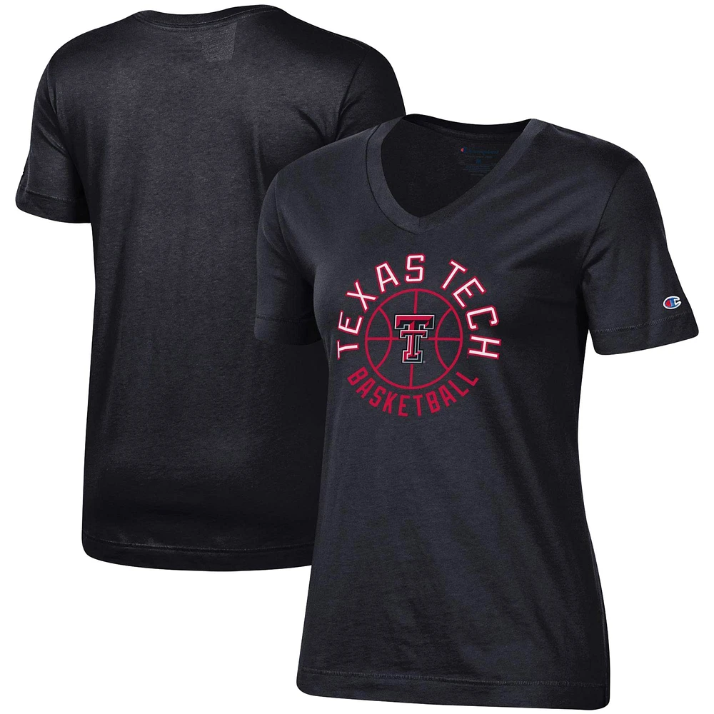 Women's Champion Black Texas Tech Red Raiders Basketball V-Neck T-Shirt