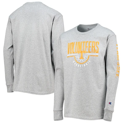 Youth Champion Heathered Gray Tennessee Volunteers Basketball Long Sleeve T-Shirt