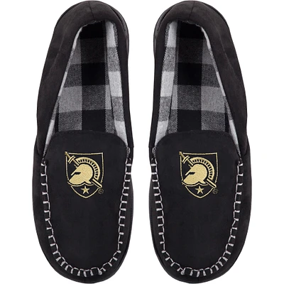 Men's FOCO Army Black Knights Team Logo Flannel Moccasin Slippers