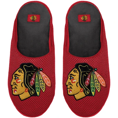 Men's FOCO Chicago Blackhawks Big Logo Colorblock Mesh Slippers