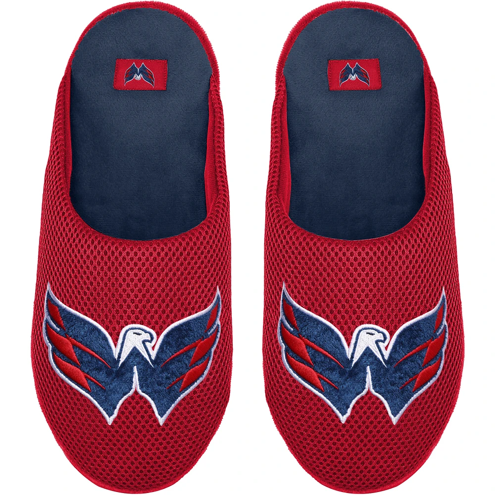 Men's FOCO Washington Capitals Big Logo Colorblock Mesh Slippers