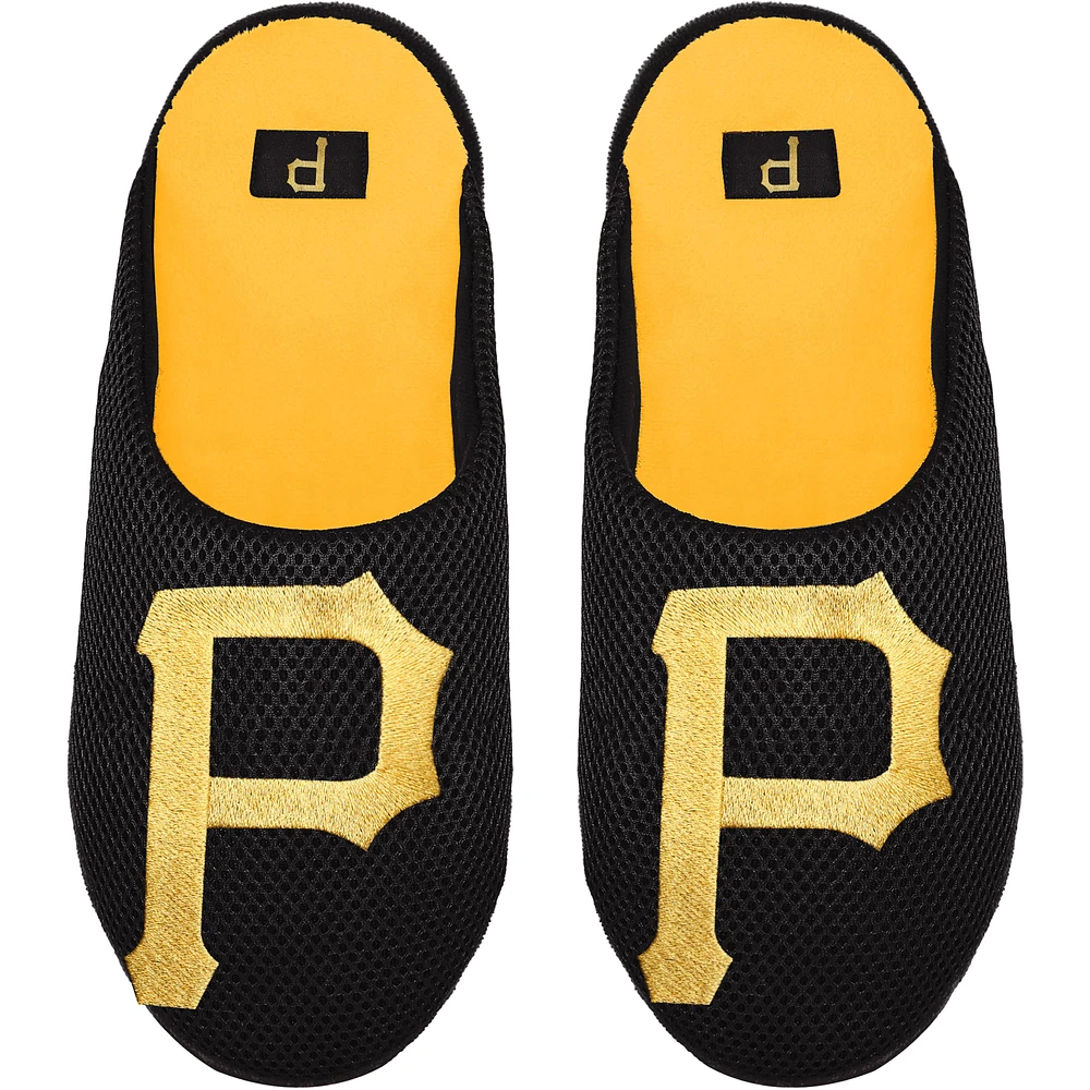 Men's FOCO Pittsburgh Pirates Big Logo Colorblock Mesh Slippers