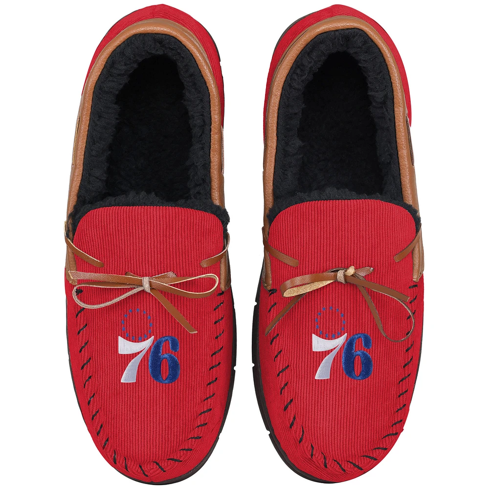 Men's FOCO Philadelphia 76ers Corduroy Moccasin Slippers