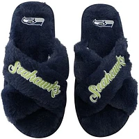 Women's FOCO Seattle Seahawks Script Cross Slide Slippers