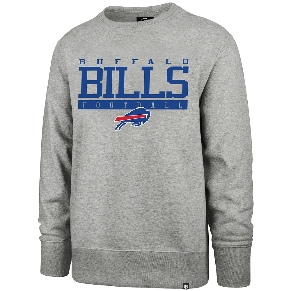 Men's '47 Heather Gray Buffalo Bills Imprint Headline Crew Sweatshirt