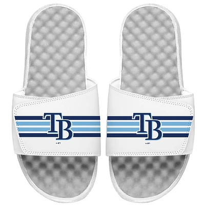 Men's ISlide White Tampa Bay Rays Varsity Stripes Slide Sandals