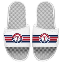Men's ISlide White Texas Rangers Varsity Stripes Slide Sandals