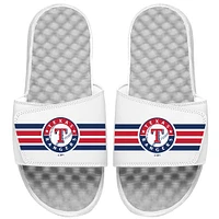 Men's ISlide White Texas Rangers Varsity Stripes Slide Sandals