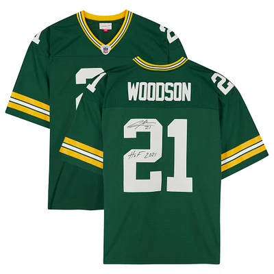 Charles Woodson Green Bay Packers Autographed Green Mitchell & Ness Replica Jersey with "HOF 21" Inscription