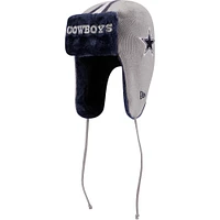 Men's New Era Silver Dallas Cowboys Helmet Head Trapper Knit Hat