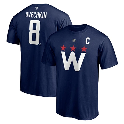 Men's Fanatics Alexander Ovechkin Navy Washington Capitals 2020/21 Alternate Authentic Stack Name & Number T-Shirt