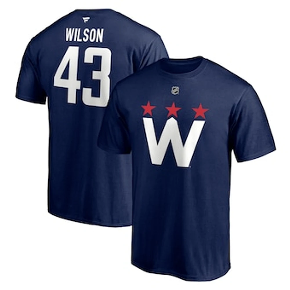 Men's Fanatics Tom Wilson Navy Washington Capitals 2020/21 Alternate Authentic Stack Name & Number T-Shirt