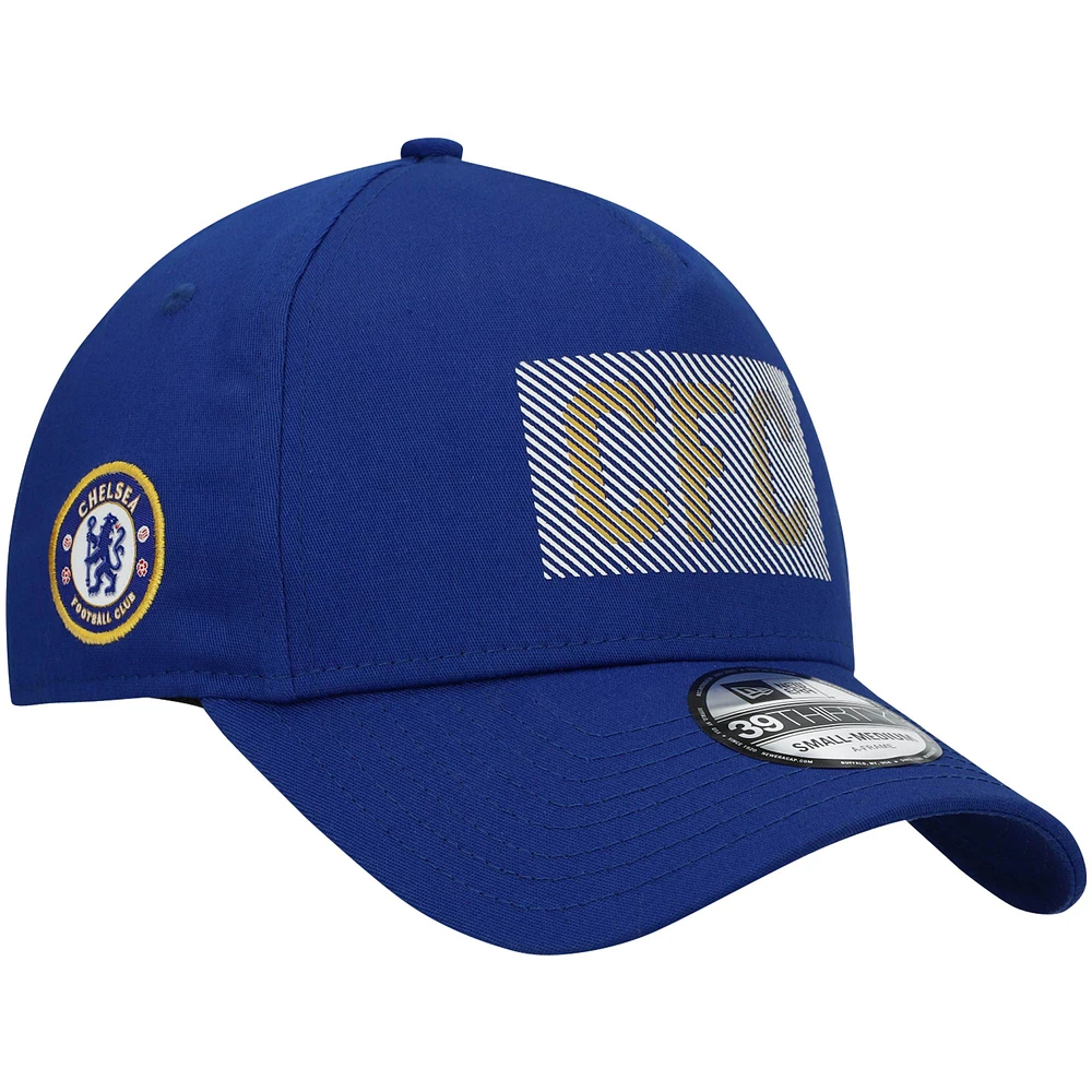 Men's New Era Blue Chelsea HD Logo A-Frame 39THIRTY Flex Hat