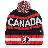 Men's '47 Black/Red Hockey Canada Bering - Cuffed Knit Hat with Pom