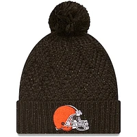 Women's New Era Brown Cleveland Browns Brisk Cuffed Knit Hat with Pom