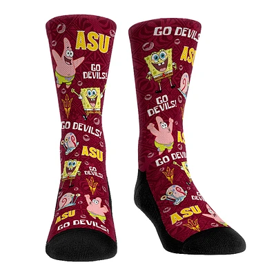 Youth Rock Em Socks Arizona State Sun Devils Spongebob Squarepants Crew Socks