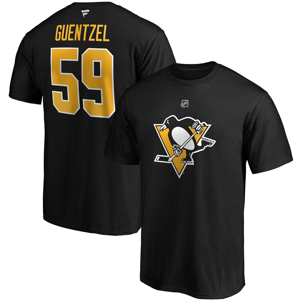 Men's Fanatics Jake Guentzel Black Pittsburgh Penguins Big & Tall Name & Number T-Shirt