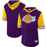 Men's Mitchell & Ness Purple Los Angeles Lakers Hardwood Classics Buzzer Beater Mesh Pullover Hoodie