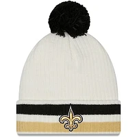 Men's New Era White New Orleans Saints Retro Cuffed Knit Hat with Pom